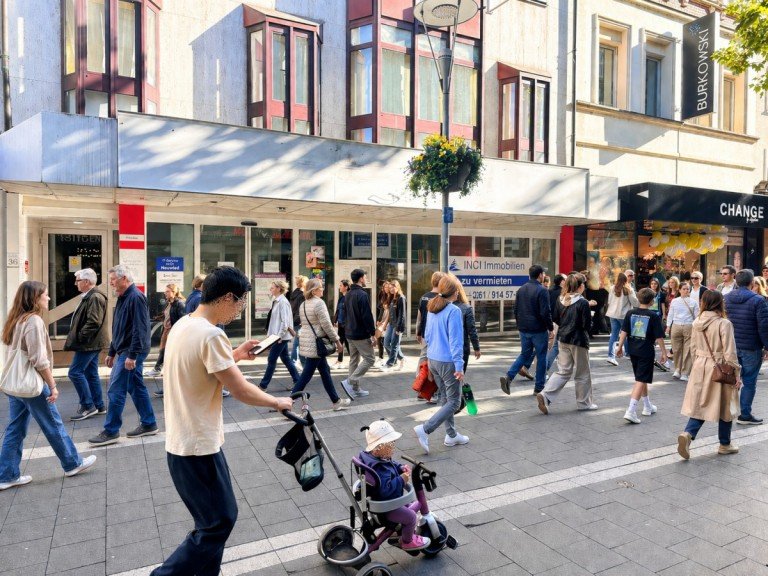Au�enansicht Neuwied Gastronomie Top-Lage Fu�g�ngerzone: Sichtstarkes Ladenlokal - ideal f�r Gastronomie