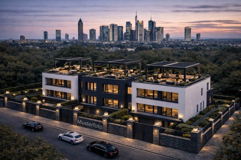 Musterfoto Frankfurt am Main Villa Exklusive Luxusvilla im Diplomatenviertel Frankfurt mit Skyline Blick, Dachterrasse und Lift